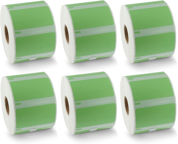 BETCKEY - Compatible DYMO 30334 (2-1/4" x 1-1/4") Medium Multipurpose Barcode/FNSKU Labels - Compatible with Rollo, DYMO Labelwriter 450, 4XL & Zebra Desktop Printers[6 Rolls, 6000 Labels, Green]