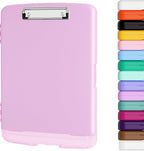 Piasoenc Clipboard with Storage, 8.5 x 11 Organization Box with Pen Holder and A4 Legal Paper Folder, Folio & Side-Opening, Low Profile Clip,for Nurses,Teachers, Size 14 x 9.6 x 1.2 in, Deep Pink