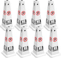 No Parking Sign, 26.4-Inch Traffic Safety Cone, White Plastic, High-Visibility, Weatherproof, Slip-Resistant Base, Stackable, Indoor Outdoor Use-8Pack