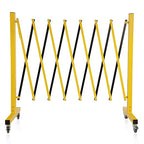 GCCSJ Industrial Expandable Metal Barricade with Wheels, 11.5 Feet Long Folding Security Gate, Retractable Metal Barrier for Construction Site Elevator Traffic Control Garage, Yellow and Black