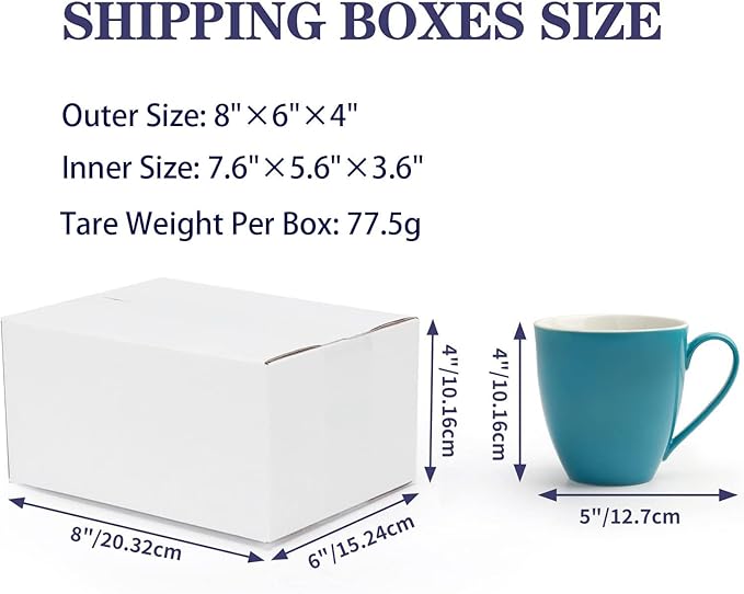 40 Pack Small Shipping Boxes 8x6x4 Inches, White Corrugated Cardboard Mailing Box for Shipping, Packing, Business