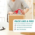 KAMOTA Packing Tape, 24 Rolls Heavy Duty Clear Packaging Tape for Shipping Packaging Moving Sealing, 2 inches Wide, 65 Yards Per Roll, Total 1560 Yards with 4 Dispensers