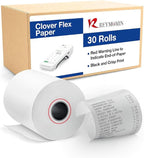 Clover Flex Paper Rolls - 30 Rolls - 2 1/4'’ x 50’- 48 GSM - Clover Flex Receipt Paper Compatible for C401, C403, C405 and C406 POS Machines - BPA Free Material