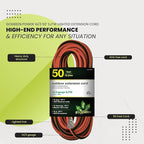 Go Green Power Inc. 14/3 50ft Outdoor Lighted Extension Cord - Heavy Duty, Contractor Grade, Moisture Resistant, Visible Power Indicator for Safety - Ideal for Tools & Equipment - GG-13850