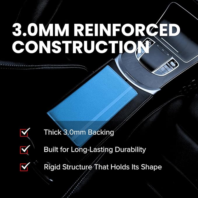 LINTRU Car Registration and Insurance Holder Trifold, Oversized Fit with Reinforced Construction, Matte PU Leather Vehicle Glove Box Organizer for Documents, Car Accessories for Men and Women