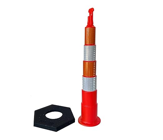 Eastern Metal 42" Stackable Ring TOP Traffic CHANNELIZER Cones W/16 lb Base (Set of 3-Includes (3) CHANNELIZERS, (3) Bases)