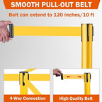 6 Pack Yellow Crowd Control Stanchions with 10FT Retractable Belts, Water Filled Base Posts, Barrier System for Lines, Events, and Public Spaces