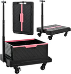 TRULYWIN Foldable Utility Cart with Wheels - Rolling Crate with Wheels, Multi-Function Platform Dolly (132 lbs Capacity) - Flat Tablet Platform & Adjustable Handle for Home,Garden & Travel Utility