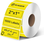 iEager 2x1 Inch Thermal Labels, Yellow Rectangle Thermal Printer Stickers, Durable Shipping Label Printer Sticker for Barcode, Name, Address, 1000 Labels/Roll