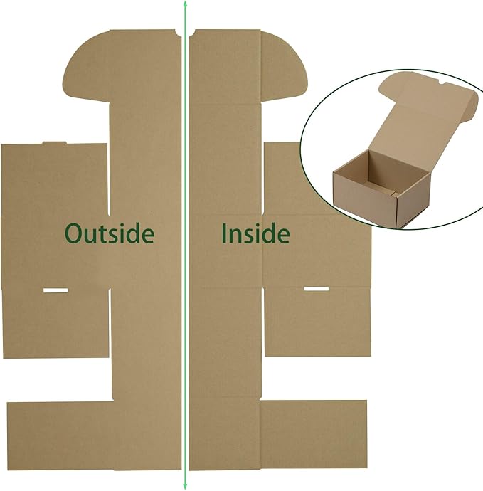 8x6x4 Inches Shipping Boxes Set of 20, Brown Corrugated Cardboard Box Literature Mailer for Packing Small Business