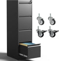 4 Drawer File Cabinet with Wheels,Metal Mobile Filing Cabinets with Lock,Black Rolling File Cabinet for Home Office,Heavy Duty Storage Cabinet for A4/Letter/Legal Size File,Assembly Required