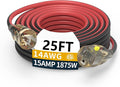 25FT 14/3 Gauge Heavy Duty Outdoor Extension Cord Waterproof with Locking LED Lighted Plugs, SJEOW All-Weather Jacket (-50°C to 105°C), 15amp 1875W, 3 Prong, ETL Certified