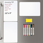 3 Pack Magnetic Dry Erase Board Sheet for Fridge, 12"x8" Erasable Refrigerator WhiteBoard w/ 6 Markers & 1 Eraser- Smooth and Flexible Small Magnet Blank Notepad for Home Kitchen Organizer and Planner