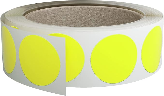 Royal Green Colored Label Dot Stickers for Inventory and Labeling - 25mm/1 Inch Round Sticker in Neon Yellow (1Roll - 600 Pack)