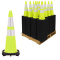 380 Pack 28" Inch Lime Traffic Safety Cones with Dual Reflective Collars - High Visibility Industrial Pylons Traffic Cones for Road, Parking Lots, Driving, Construction