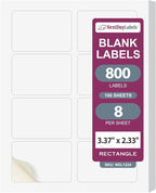 NextDayLabels – 3-3/8" x 2-1/3" Rectangular Sticker Labels for Printer - White Laser/Inkjet Printer Labels Return Address Labels Shipping Label Stickers (100 Sheets, 8 Per Sheet, 800 Labels)