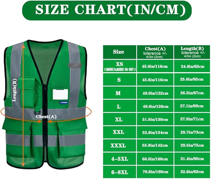 A-SAFETY XSmall Green hi vis vest xs