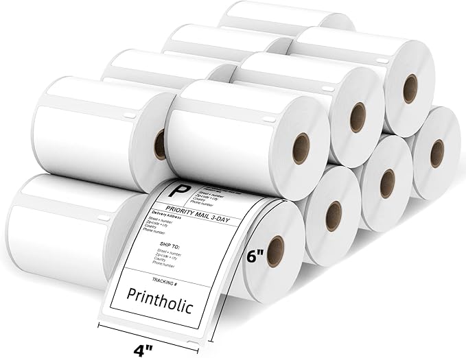 4" x 6" Shipping Labels Compatible with Dymo 1744907 Thermal Postage Labels, Ultra Strong Adhesive & Perforated, Compatible with Dymo 4XL & Zebra Desktop Printers [16 Rolls/3520 Labels]