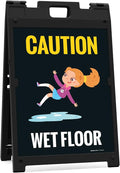 Caution Wet Floor with Graphic Sidewalk Sign Kit, 18x24 Inches, with A Frame Stand, Made in USA