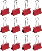 JAM PAPER Colorful Binder Clips - Large - 1 1/2 Inch (41 mm) - Red Binderclips - 12/Pack
