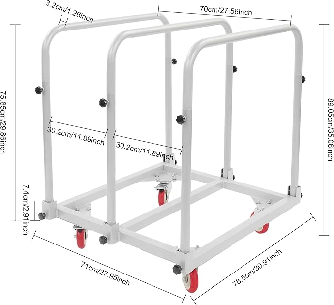 Undercat Steel Panel Truck, Heavy Duty Lumber Drywall Dolly, 1400lbs Platform Truck with 4 Swivel Casters, Flatbed Cart with 3 Side Handrails & Bottom Crossbar for Warehouse, Garage, Home, Grey