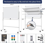Large Dry-Erase Rolling Magnetic Whiteboard - 48 x 32 Inches Dry Erase Board with Stand Height Adjust Double Sides Mobile White Board Easel on Wheels with 25 Sheets Paper Pad Office, Home & Classroom