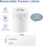 500pcs Removable Freezer Labels, Yoget 1 x 3 Inch Food Storage Stickers, Refrigerator Freezer Paper Label Easy Clean Leaves No Residue (1''x3'' 500Labels)