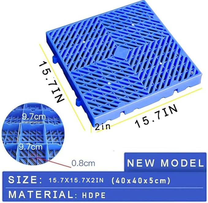 Plastic Pallet, Waterproof Storage Grid Pad, Lightweight Nestable Floor Pallets, 10pcs HDPE Breathable Grids Article Racks for Garage Supermarket Basement,(15.7x15.7x2in)