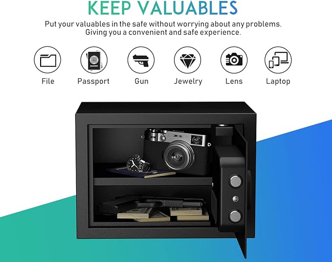 RPNB Deluxe Safe and Lock Box,Digital Keypad Safe Box,Steel Alloy Small Safes, Keypad Lock,Perfect for Home Office Hotel Business Jewelry Cash Use Storage,0.5 Cubic Feet