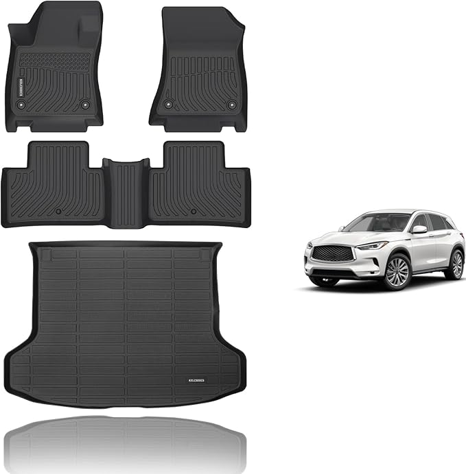 KELCSEECS® Floor Mats & Cargo Liner Custom for 2019-2025 Infiniti QX50/QX55 All Weather Protection TPE Floor Liners Front& Rear Row Full Set Infiniti QX50 Accessories Black