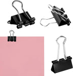 SANNIX 42 PCS Binder Clips, 1 inch 25mm Binder Clips Black Paper Clamps Medium Size for Office Home School