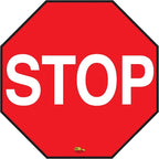 Mighty Line Stop Floor Sign Sticker for Safety, Warning, Heavy-Duty, Peel and Stick, Adhesive, Industrial Quality, 12"