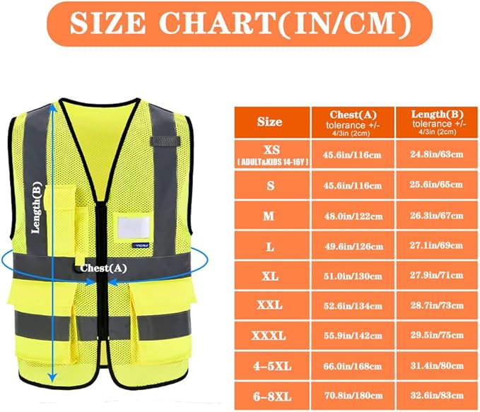 A-SAFETY High Visibility Mesh Safety Reflective Vest with Pockets and Zipper,Hi Vis Viz Reflective Safety Vest(Yellow Mesh XXXL)
