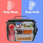 opux Insulated Soft Lunch Bag for Men Women for Office Work School Picnic, Leakproof Cooler Bag with Shoulder Strap for Kid Adult (Charcoal Gray)
