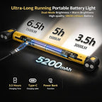 2026 Under Hood Work Light Bar, 3000 Lumen LED Magnetic Rechargeable Work Light with Hooks, 5200mAh Cordless Underhood Light for Mechanic, Car Repair, Garage, Emergency - Yellow