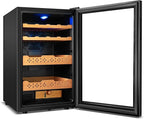 Tylza Cigar Humidor Cabinet 70L, Temp & Humidity Control Electric Humidors for Cigars, 486 Cigars, Digital Hygrometer, Safety Lock, Cigar Humidors with Cedar Wood Drawer Shelves, Cigar Gifts for Men