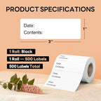 1" x 3" Freezer Labels, 500 PCS Removable Food Storage Stickers, Waterproof & Oil-Resistant Write-On Freezer Labels for Kitchen, Refrigerator, Meal Prep, and Containers, TRSTGIX