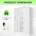 Crownland 72" Metal Storage Cabinet, Lockable Garage Storage Cabinets, High Office Cabinet with Adjustable Shelves for Home Office, Garage, Classroom, Pantry, File(White-Narrow Size)