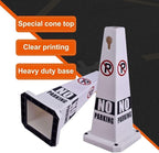 No Parking Sign, 26.4-Inch Traffic Safety Cone, White Plastic, High-Visibility, Weatherproof, Slip-Resistant Base, Stackable, Indoor Outdoor Use-4Pack