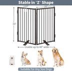 Metal Freestanding Dog Gates with Door for Outdoor Indoor,40'' Extra Wide 36'' Tall Free Standing Dog Gate for Doorways,Large Openings,Deck,Yard,Porch,Foldable Safety Pet Fence(Black,2 Panels)