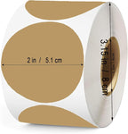 2 Inch Brown Round Thermal Labels,600 Labels/Roll, Self-Adhesive Circle Inventory Stickers, Multi-Purpose Round Roll Thermal Printing Stickers for Business and Domestic Use