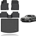 KELCSEECS® Floor Mats & Cargo Liner Custom for 2014-2018 Mazda 3(Only Fits Hatchback),All Weather Protection TPE Floor Liners Front & Rear Row Full Set Accessories Black