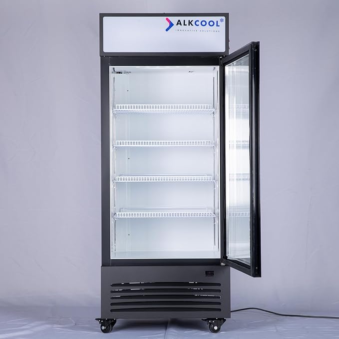 Commercial Beverage Refrigerator Display Fridge,Single Glass Door Merchandiser Drink Cooler with LED Light Adjustable Shelves,ETL and NSF Approval,16.5Cu Ft,68.9''High