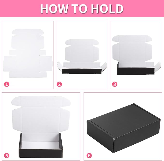 Spakon 50 Packs Shipping Boxes Cardboard Corrugated Mailer Packaging Boxes for Small Business Cute Small Box Cardboard Carton Box Mailers for Packaging Product(Black,6 x 4 x 1.6 Inches)