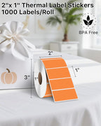 iEager 2x1 Inch Thermal Labels, Orange Rectangle Thermal Printer Stickers, Durable Shipping Label Printer Sticker for Barcode, Name, Address, 1000 Labels/Roll