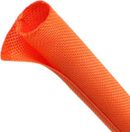 Automotive Wire Loom Tubing, Split Braided Cord Protectors from Pets No Chew, Flexible Cable Sleeve Cable Management for TV/Computer/Electric Wires (Orange, 1/2"-25ft)