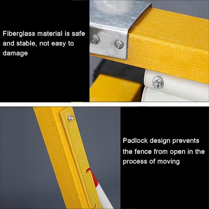 Retractable Barricade with Wheels - Expandable Metal Barrier for Aisles & Driveways, 1.2m x 3m, Ideal for Crowd Control and Safety Management