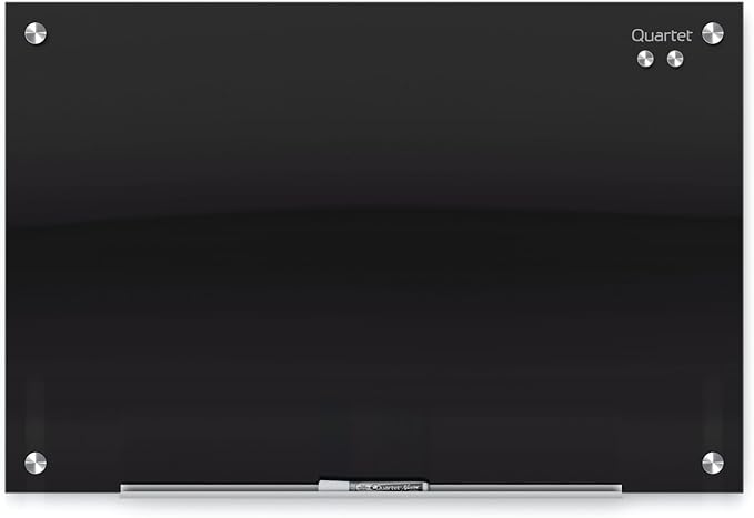 Quartet Magnetic Dry Erase Board, 96" x 48" Glass Whiteboard for Wall, Infinity, Black (G9648B)