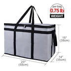 Bodaon Insulated Food Delivery Bag for Hot and Cold Meal, XXX-Large Grocery Tote Insulation Bag for Catering, Pizza Warmer, Grey, 1-Pack