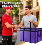 XXXL Insulated Food Delivery Bag - Reusable Thermal Cooler Grocery Bags for Catering & Delivery, Pizza Carrier for Events, Large Capacity Bag Keeps Food Hot/Cold for Shopping, Commercial(with Base)